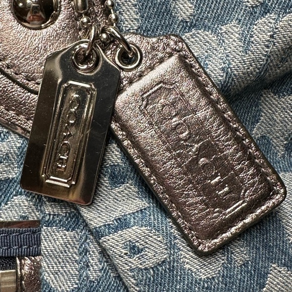 Coach 16988 Poppy Denim Blue and Silver Tote Shoulder Bag - Picture 9 of 16